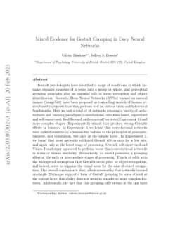 Mixed Evidence for Gestalt Grouping in Deep Neural Networks