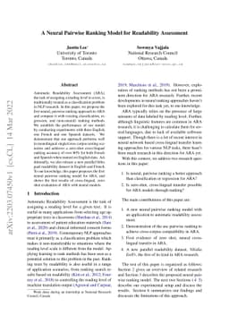 A Neural Pairwise Ranking Model for Readability Assessment