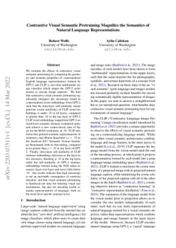 Contrastive Visual Semantic Pretraining Magnifies the Semantics of
  Natural Language Representations