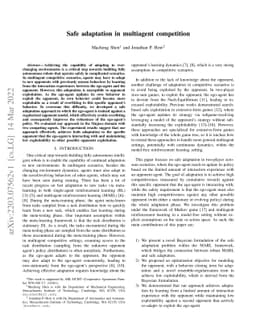 Safe adaptation in multiagent competition