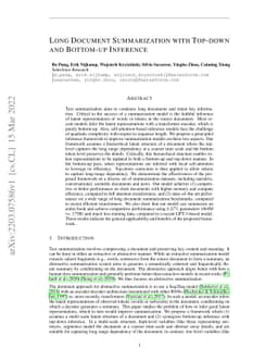 Long Document Summarization with Top-down and Bottom-up Inference