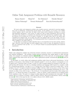 Online Task Assignment Problems with Reusable Resources
