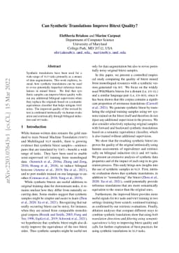 Can Synthetic Translations Improve Bitext Quality?