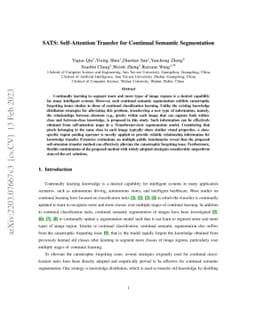 SATS: Self-Attention Transfer for Continual Semantic Segmentation