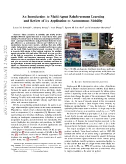 An Introduction to Multi-Agent Reinforcement Learning and Review of its
  Application to Autonomous Mobility
