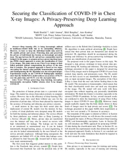 Securing the Classification of COVID-19 in Chest X-ray Images: A
  Privacy-Preserving Deep Learning Approach
