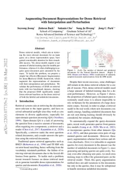 Augmenting Document Representations for Dense Retrieval with
  Interpolation and Perturbation