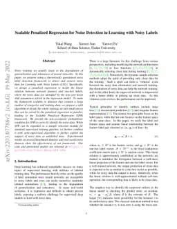 Scalable Penalized Regression for Noise Detection in Learning with Noisy
  Labels