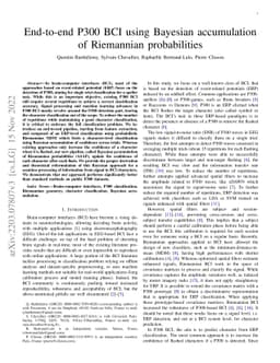 End-to-end P300 BCI using Bayesian accumulation of Riemannian
  probabilities