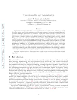 Approximability and Generalisation