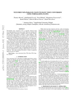 Text-free non-parallel many-to-many voice conversion using normalising
  flows