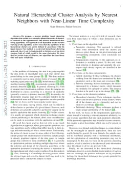 Natural Hierarchical Cluster Analysis by Nearest Neighbors with
  Near-Linear Time Complexity