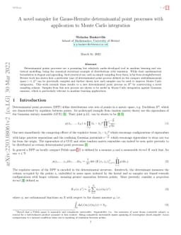 A novel sampler for Gauss-Hermite determinantal point processes with
  application to Monte Carlo integration