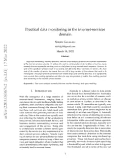 Practical data monitoring in the internet-services domain