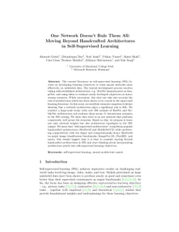 One Network Doesn't Rule Them All: Moving Beyond Handcrafted
  Architectures in Self-Supervised Learning