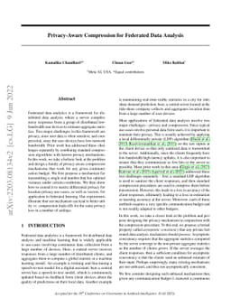 Privacy-Aware Compression for Federated Data Analysis