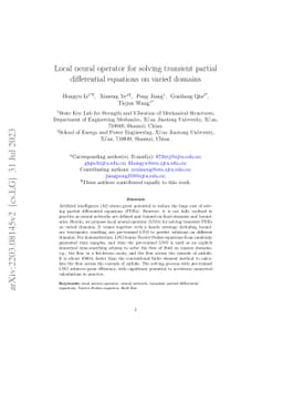 Local neural operator for solving transient partial differential
  equations on varied domains