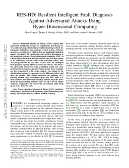 RES-HD: Resilient Intelligent Fault Diagnosis Against Adversarial
  Attacks Using Hyper-Dimensional Computing