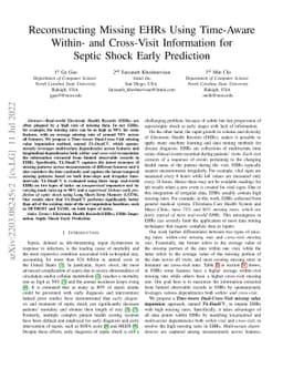 Reconstructing Missing EHRs Using Time-Aware Within- and Cross-Visit
  Information for Septic Shock Early Prediction