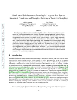 Non-Linear Reinforcement Learning in Large Action Spaces: Structural
  Conditions and Sample-efficiency of Posterior Sampling