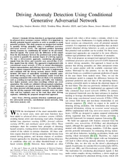 Driving Anomaly Detection Using Conditional Generative Adversarial
  Network