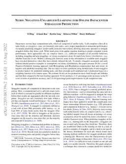 NURD: Negative-Unlabeled Learning for Online Datacenter Straggler
  Prediction