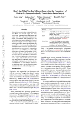 Don't Say What You Don't Know: Improving the Consistency of Abstractive
  Summarization by Constraining Beam Search