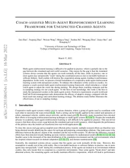 Coach-assisted Multi-Agent Reinforcement Learning Framework for
  Unexpected Crashed Agents