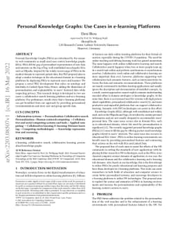 Personal Knowledge Graphs: Use Cases in e-learning Platforms