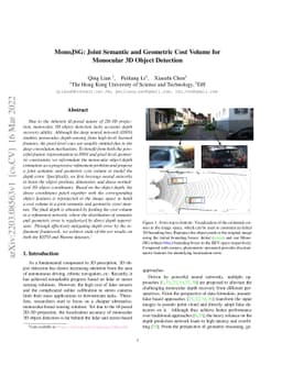 MonoJSG: Joint Semantic and Geometric Cost Volume for Monocular 3D
  Object Detection
