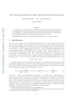 An elementary analysis of ridge regression with random design