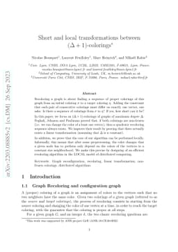 Short and local transformations between ($Δ+1$)-colorings
