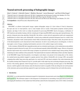 Neural network processing of holographic images