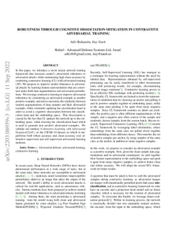 Robustness through Cognitive Dissociation Mitigation in Contrastive
  Adversarial Training