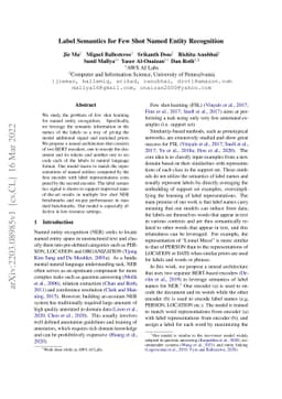 Label Semantics for Few Shot Named Entity Recognition