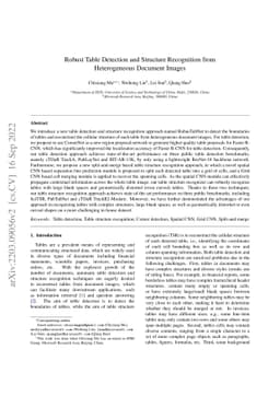 Robust Table Detection and Structure Recognition from Heterogeneous
  Document Images