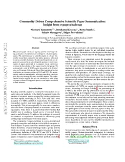 Community-Driven Comprehensive Scientific Paper Summarization: Insight
  from cvpaper.challenge