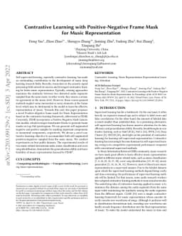 Contrastive Learning with Positive-Negative Frame Mask for Music
  Representation