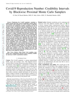 Covid19 Reproduction Number: Credibility Intervals by Blockwise Proximal
  Monte Carlo Samplers