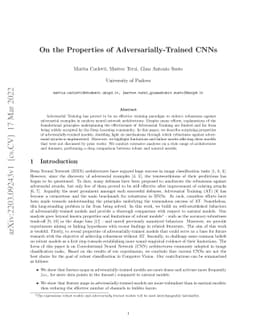 On the Properties of Adversarially-Trained CNNs