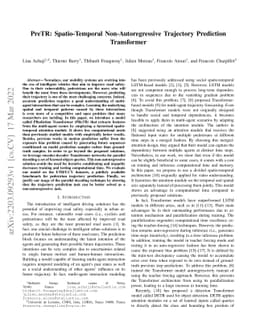 PreTR: Spatio-Temporal Non-Autoregressive Trajectory Prediction
  Transformer
