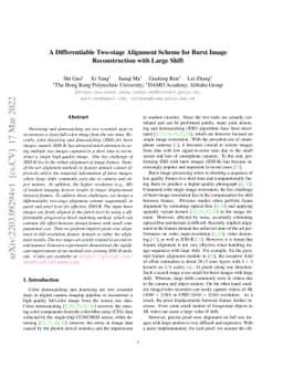 A Differentiable Two-stage Alignment Scheme for Burst Image
  Reconstruction with Large Shift