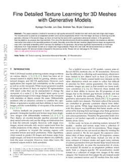Fine Detailed Texture Learning for 3D Meshes with Generative Models