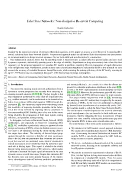 Euler State Networks: Non-dissipative Reservoir Computing