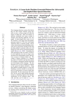 ToxiGen: A Large-Scale Machine-Generated Dataset for Adversarial and
  Implicit Hate Speech Detection