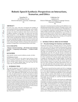 Robotic Speech Synthesis: Perspectives on Interactions, Scenarios, and
  Ethics