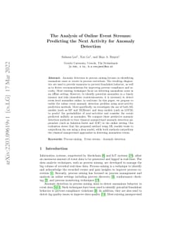 The Analysis of Online Event Streams: Predicting the Next Activity for
  Anomaly Detection