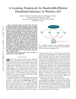 A Learning Framework for Bandwidth-Efficient Distributed Inference in
  Wireless IoT