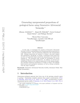 Generating unrepresented proportions of geological facies using
  Generative Adversarial Networks