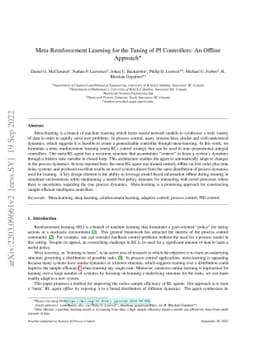 Meta-Reinforcement Learning for the Tuning of PI Controllers: An Offline
  Approach